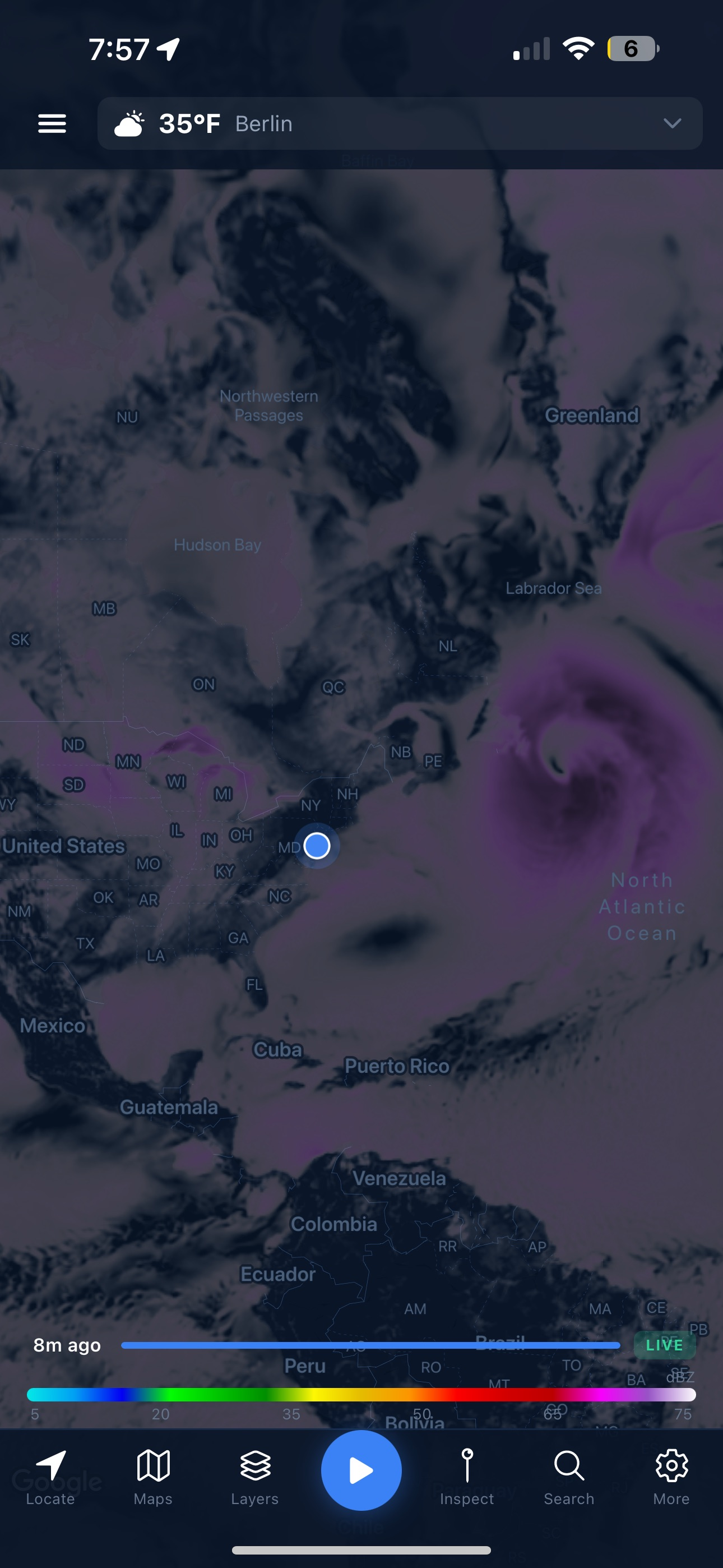 AERI mobile forecast interface screenshot
